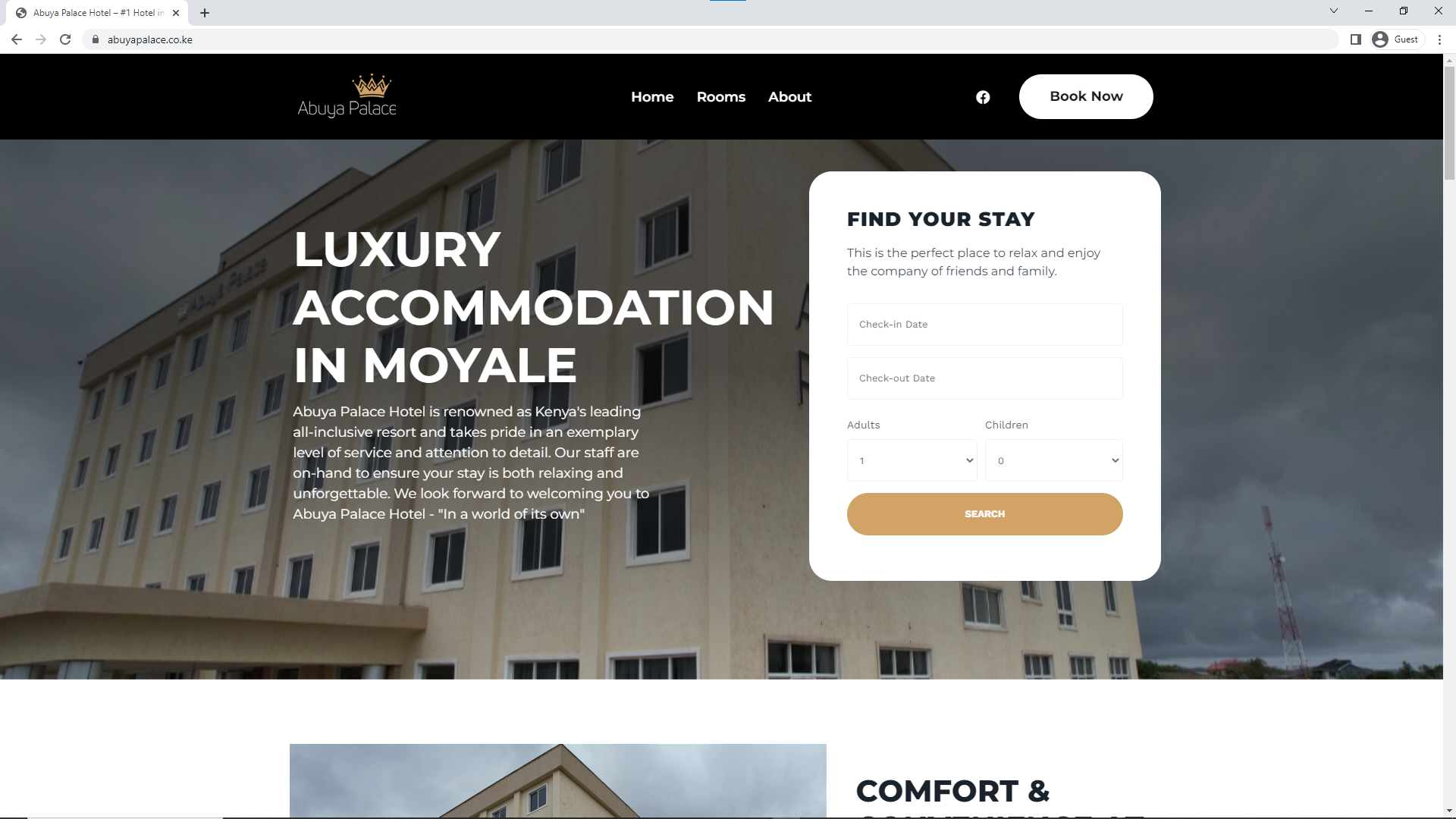 Website Design for Abuya Palace